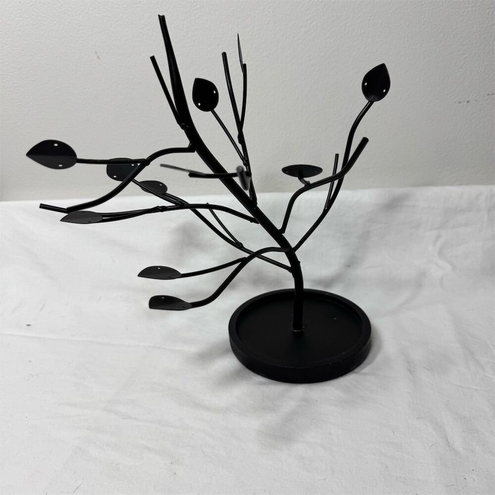 Black Metal Jewelry Tree Stand Earring Necklace Bracelet Holder